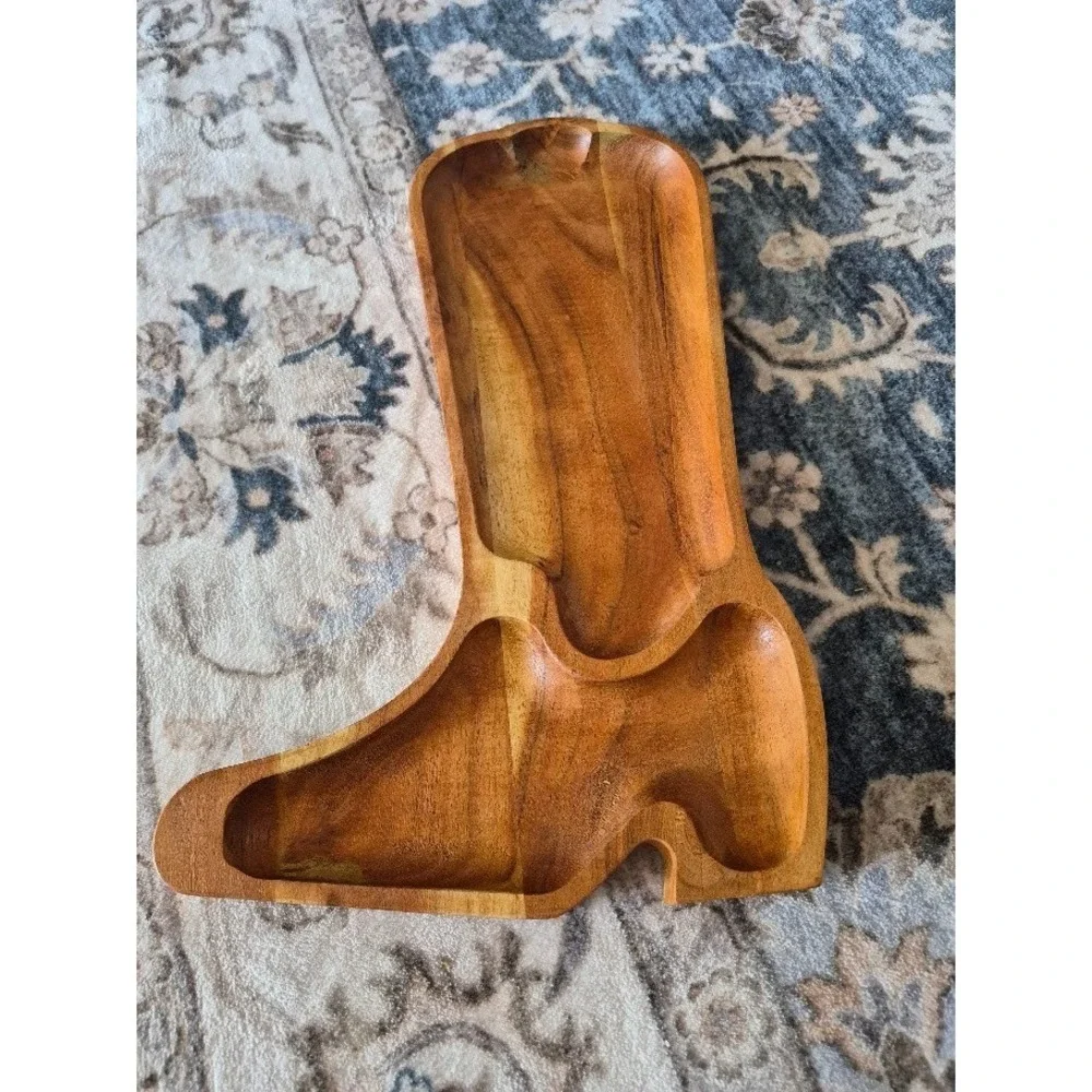 Charcuterie Board Dolly Parton Cowboy Boot Shape Acacia Wood Serving  14